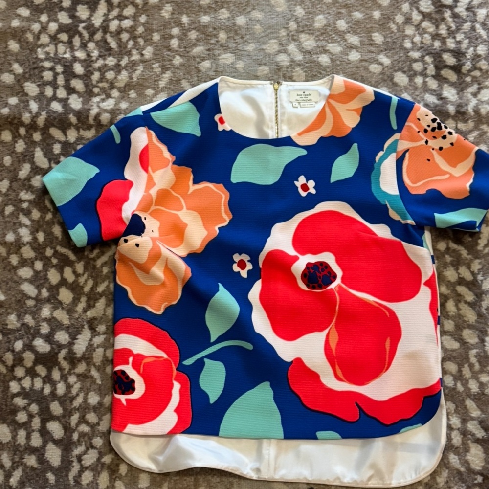Kate Spade Floral Blouse - Red, Blue, Orange